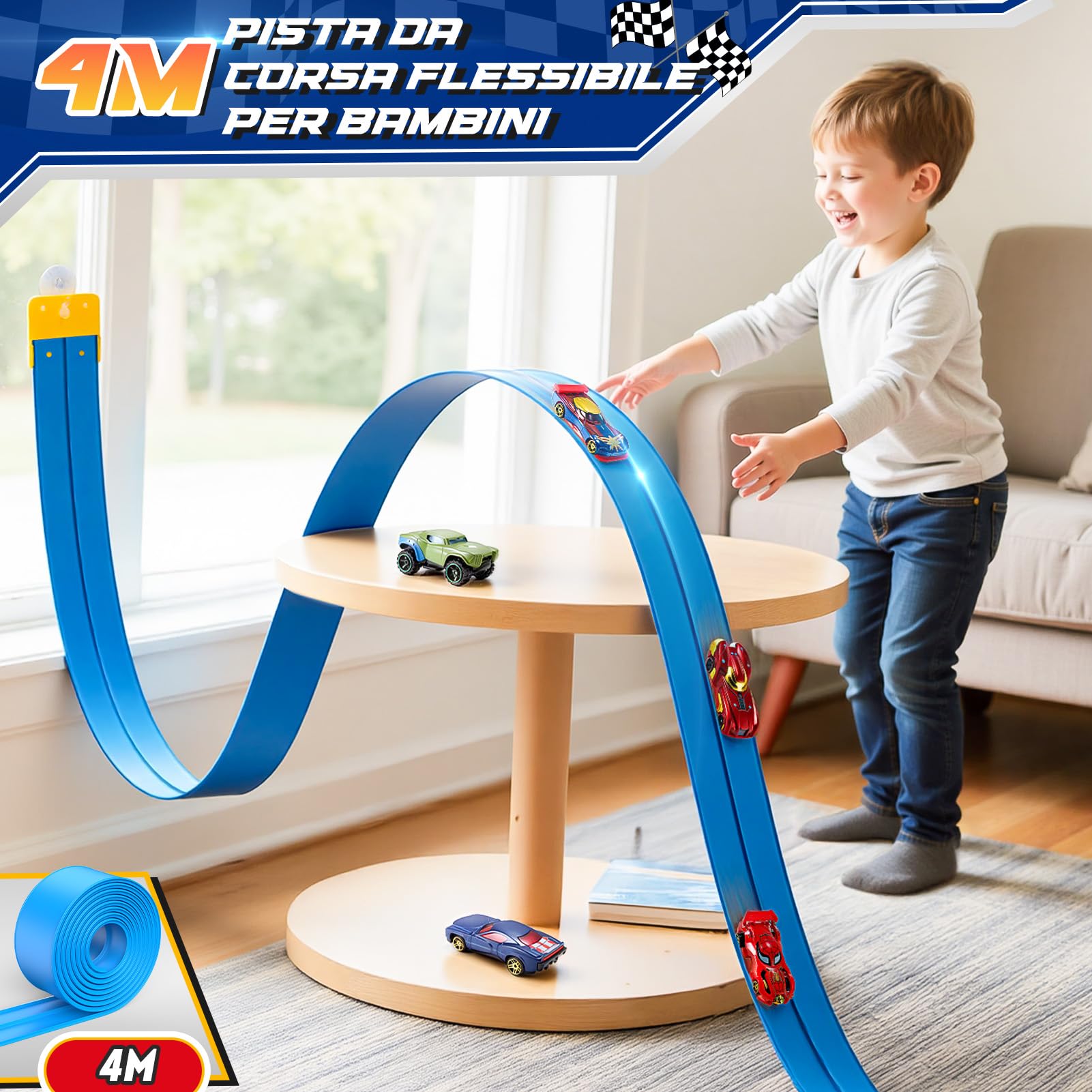 Toyokid Giochi Bambini Bambino Bambina 3 4 5 6 7 8 Anni, Pista Macchinine Arrotolabile Regalo Bambino 3-8 Anni Piste Macchinine per Bambini Giocattoli Bambino 3-8 Anni Regali Compleanno Bambini