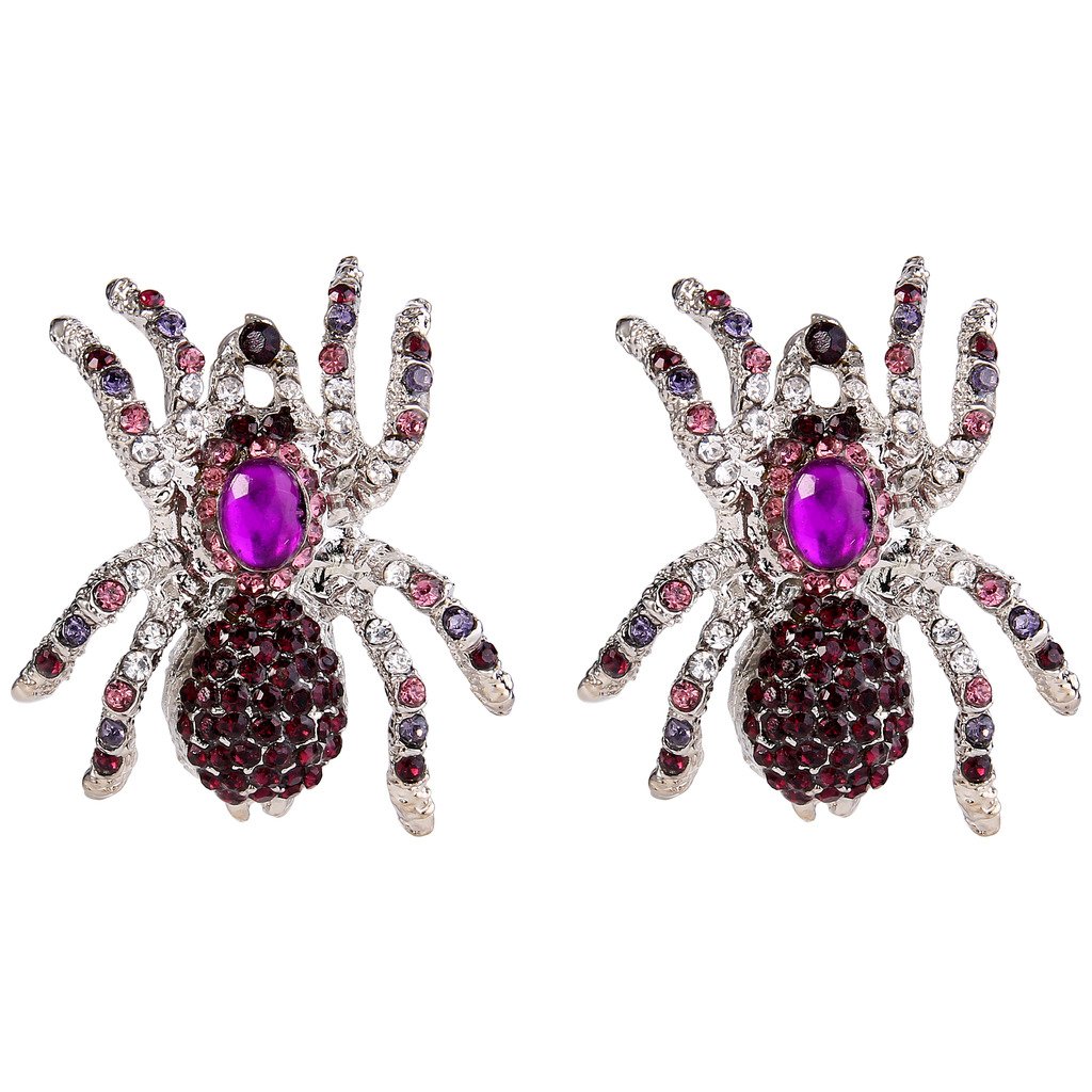 EVER FAITHHalloween Austrian Crystal Tarantula Spider Pierced Stud Earrings