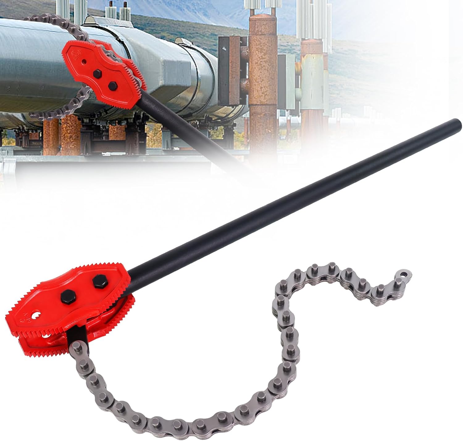 YHK Chain Pipe Wrench, 36” Heavy Duty Chain Tongs with 29.4" Chain Length, Heavy-Duty Chain Wrench for Pipe Installation, Repair, and Maintenance, Fit for 3/4"-4" Pipe Diameters 36 INCH