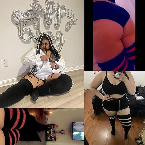 Miniatura 5 de Abodhu Calcetines altos hasta el muslo de talla grande para muslos gruesos para mujer, extra largos, ampliados, de punto grueso