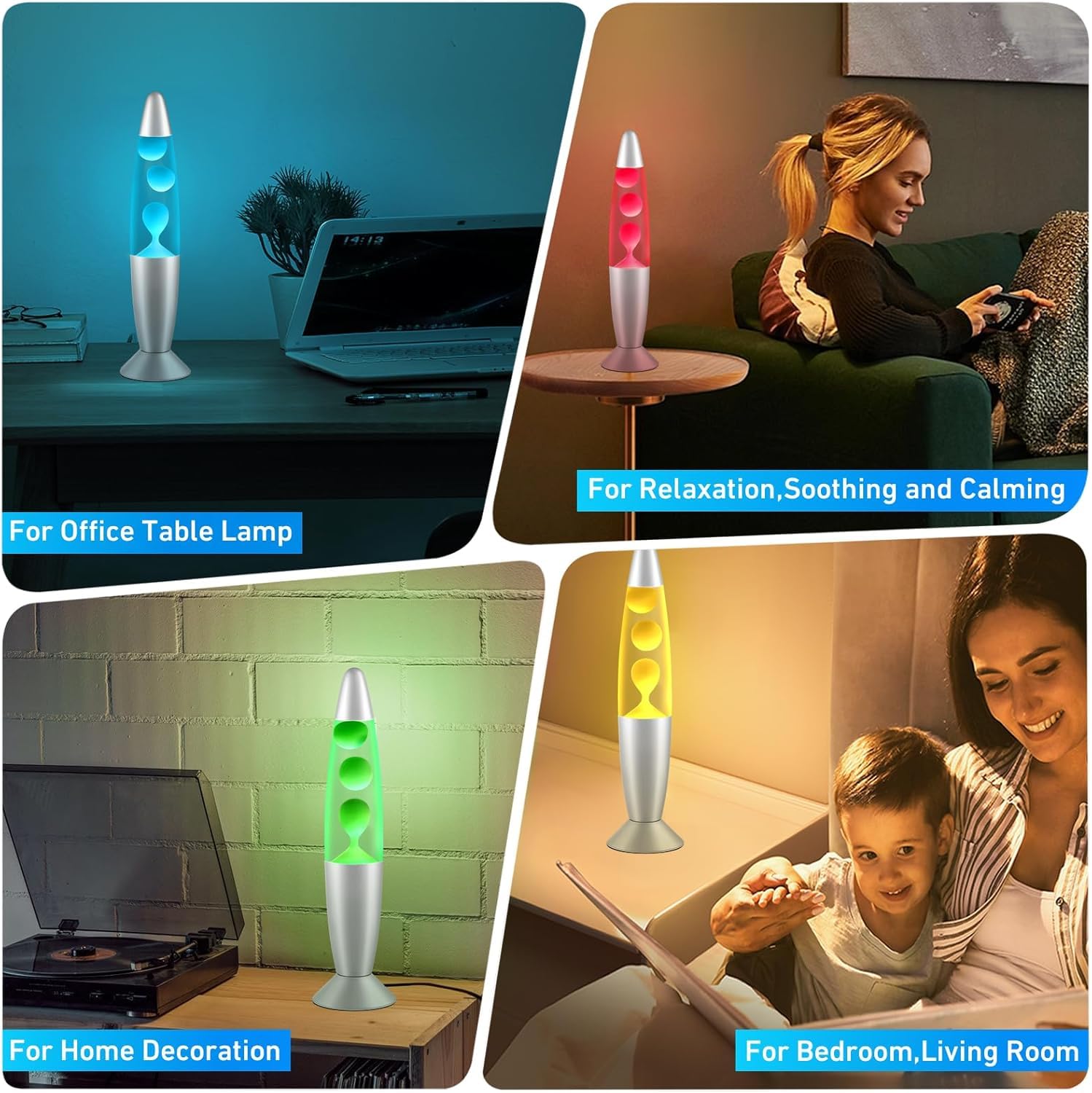 CELLUSTOP Lampa lawowa z woskiem w kształcie rakiety, lampka nocna lampa lawowa, magma płynny ruch, 2 żarówki w zestawie, włącznik, 20 W, 34 cm, szkło i aluminium, niebieska