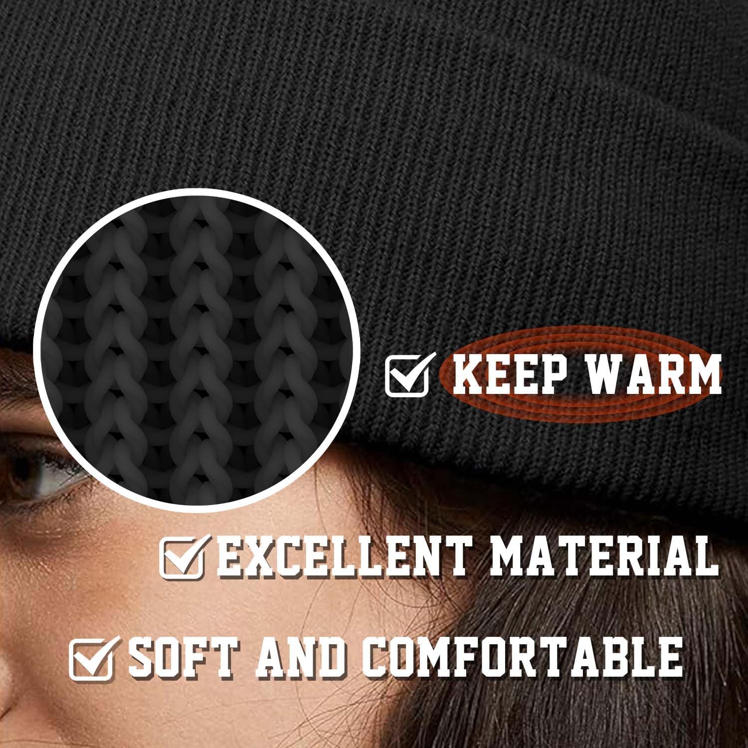 Embroidered Football Beanie Unisex Winter Cap Warm Knit Hats for Football Fan Gifts - Image 3