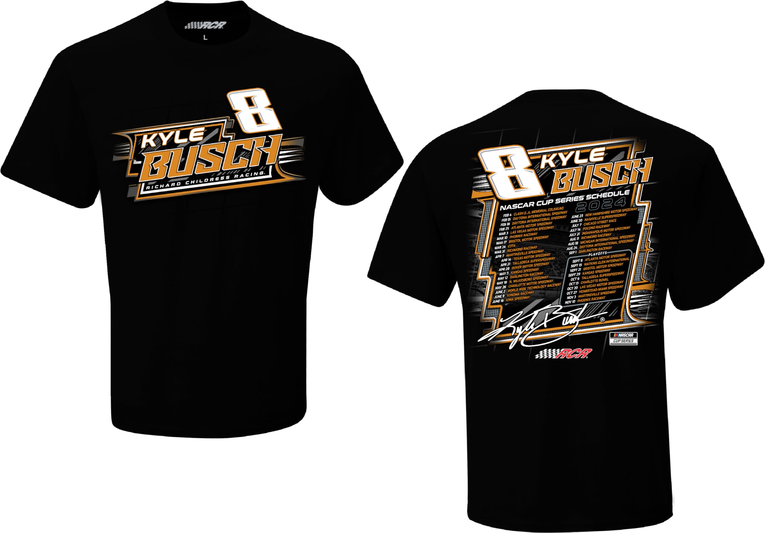 Martin Truex Jr. #19 NASCAR 2024 Cup Series 2 Sided Race Schedule T-Shirt