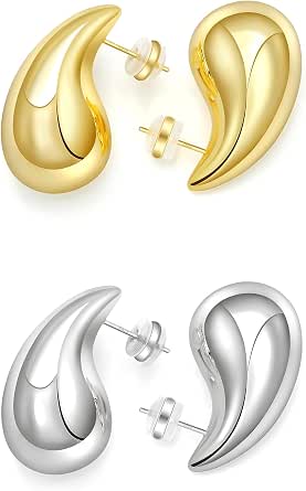 Chunky Gold Hoop Earrings For Women – Teardrop Drop Shape, Lightweight, Open Hoop Design, Gold Plated Copper - View #9