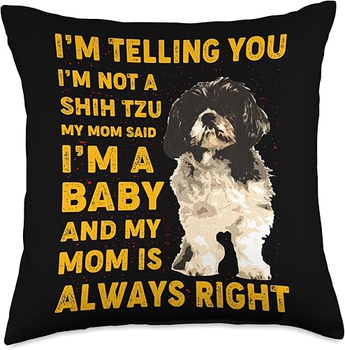 Shih Tzu dog design ideas Shih Tzu Dog - Almohada divertida con texto en inglés, 18 x 18 pulgadas, multicolor