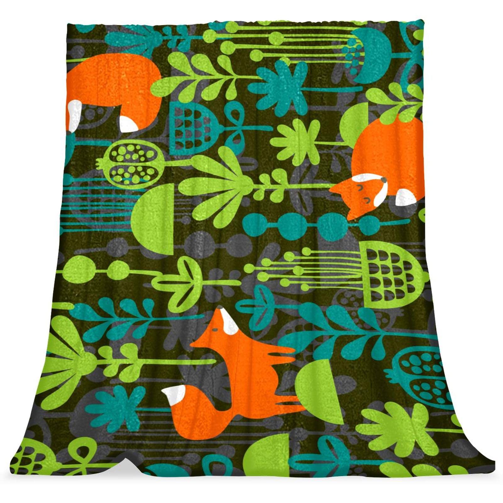 Couverture de lit moelleuse et chaude avec renard de la forêt pour enfant