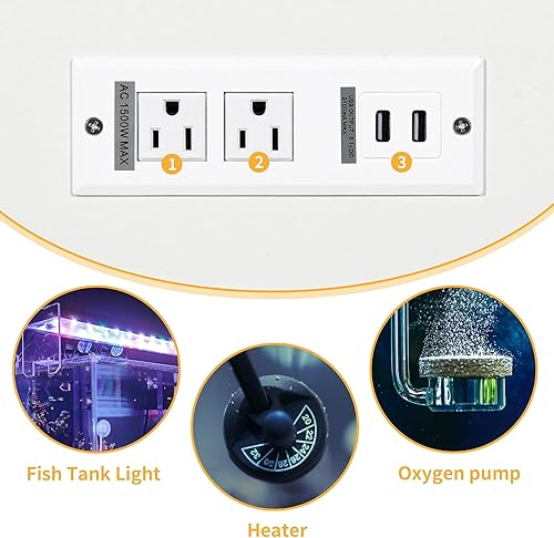 Miniatura 4 de DWVO Soporte de acuario de 40 a 50 galones con tomas de corriente y luz LED, gabinete para almacenamiento de accesorios de pecera, soporte de metal