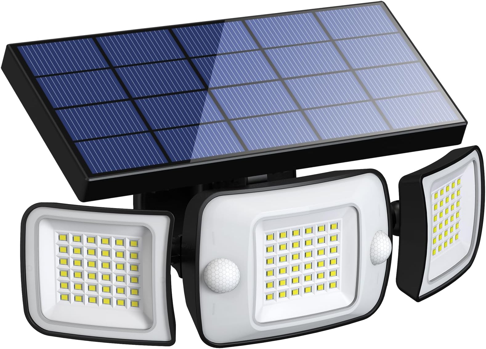 intelamp 3-Head Dual PIR Solar Security Light 3 Modes for Driveway Shed | Dual Sensorใ3 Adjustable HeadsใPIR motion lightใIP65 Waterproof for Gazebo, Garden, Balcony, Corridor