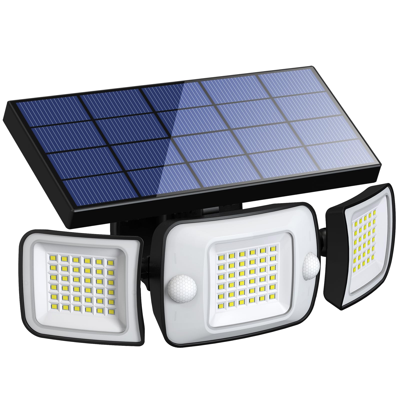 INTELAMP Solar Light Fixture, 108 LED Solar Light with Motion Sensor, 6000 mAh, Black, Ideal for Patio, Porch, Garage, Yard, Streets, IP65 Waterproof