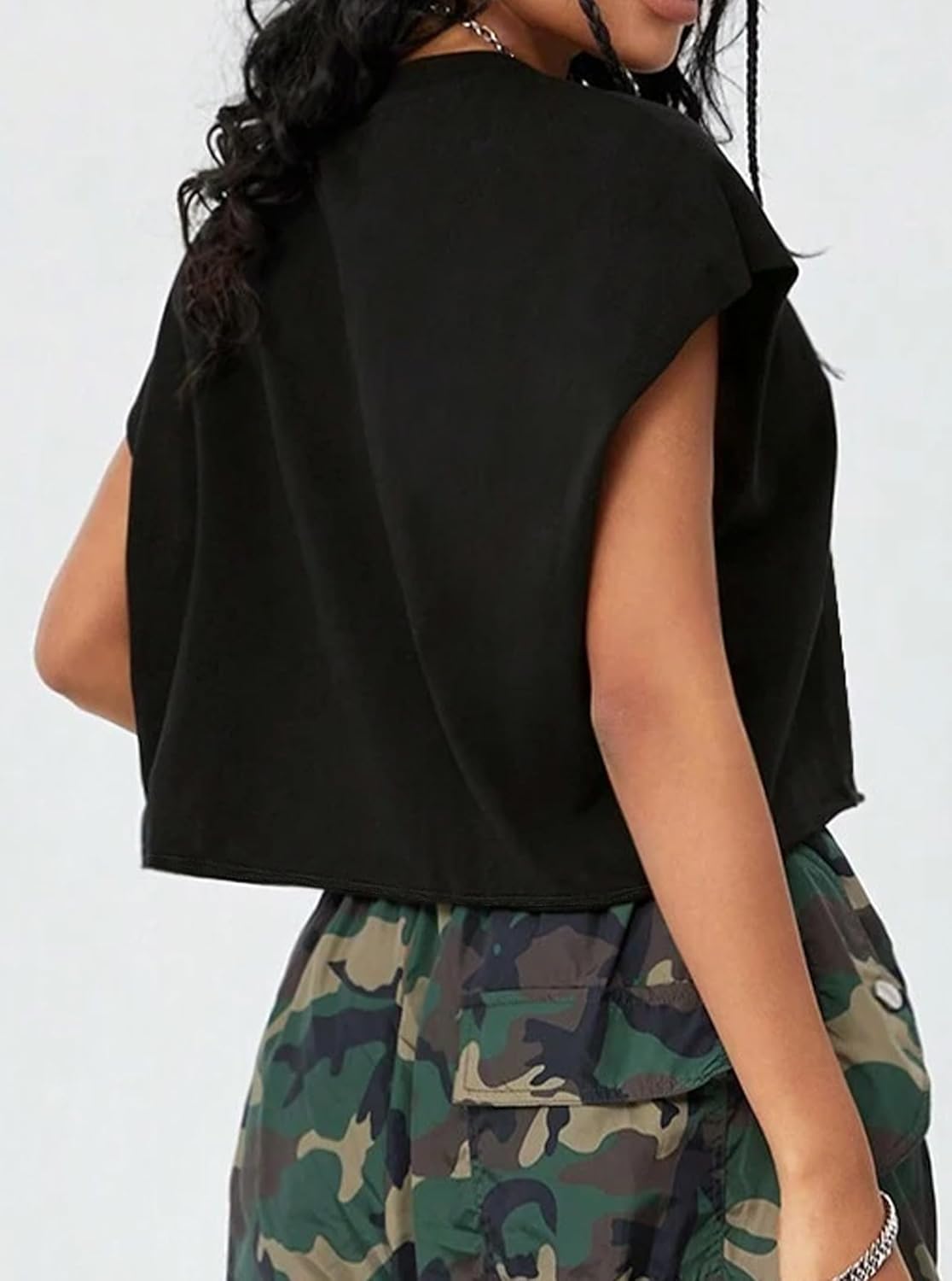 Hilinker Women's Graphic Cap Sleeve Crop Tops Cute Summer Loose Fit Crew Neck T Shirts - Image 3