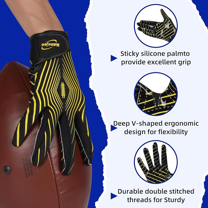 Guantes de fútbol juvenil negro talla XS/S miniatura 2