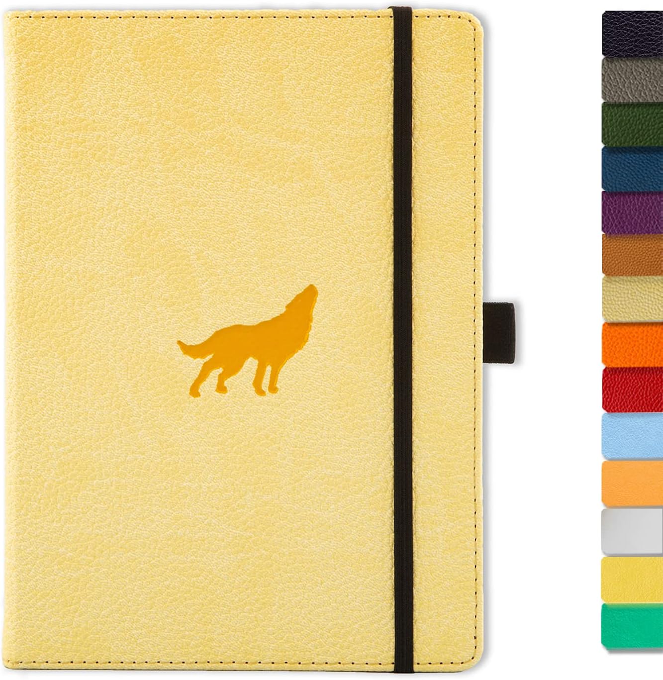 Dingbats - Wildlife Lined Medium Notebook, Cream Wolf, A5 - Hardcover - Cream 100gsm Ink-Proof Paper - Includes Pocket, Elastic Closure & Bookmark