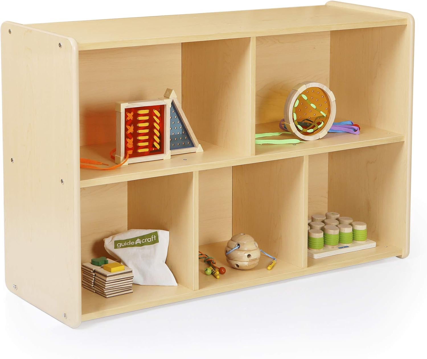 Guidecraft Storage Shelves 30" Toddler's Wooden Organizer for School