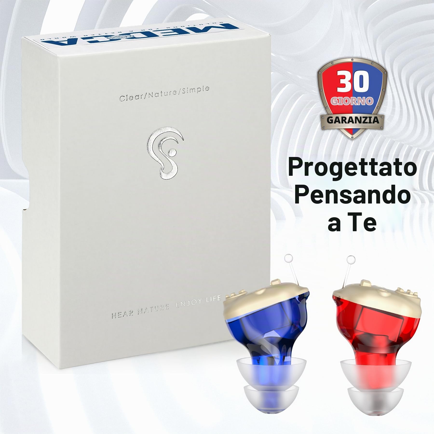 Digitale ricaricabile - Dispositivo personale Mini CIC per l'orecchio interno per adulti e anziani - Tecnologia completamente digitale con custodia di ricarica portatile USB