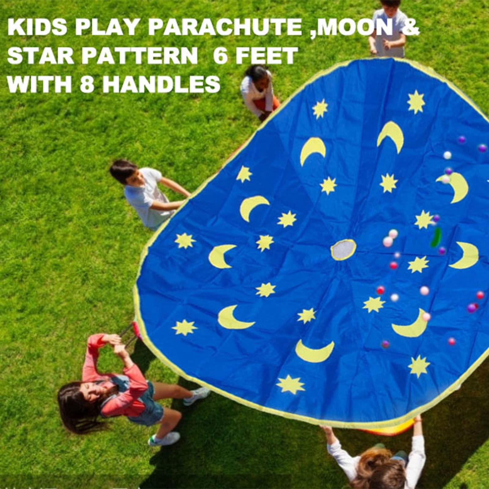 Parapluie Arc-en-Ciel de Sport en Plein air pour Enfants de 1,8 m Sac de Saut pour Enfants Parachute Ballute Parfait pour Nouer des Liens avec Les Enfants Améliorer