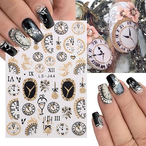 Miniatura 3 de Calcomanías de arte de uñas de Navidad, calcomanías 3D doradas con purpurina para uñas de Año Nuevo, diseño de mariposas, fuegos artificiales, 3D,