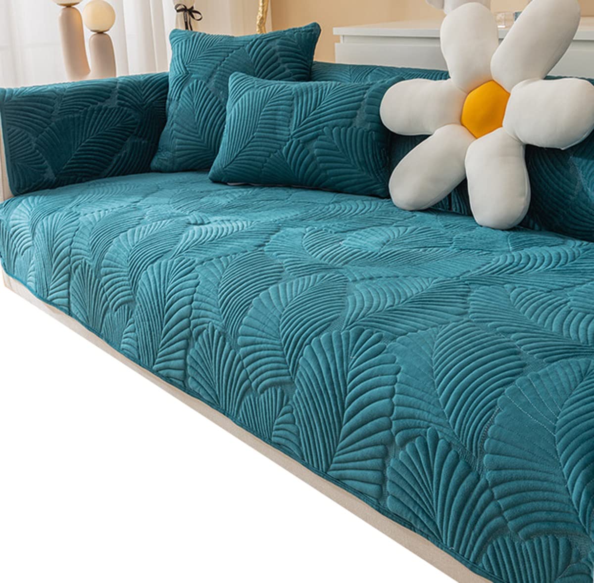 Sofa Slipcover Corner 3/2/1/4 Seater Sofa Cover L Shape Couch Cover Velvet Thick Sofa Protector Anti-slip Reversible Quilted Corner Slipcovers Washable for Sectional Couch ( Color : #11 , Size : 110x2