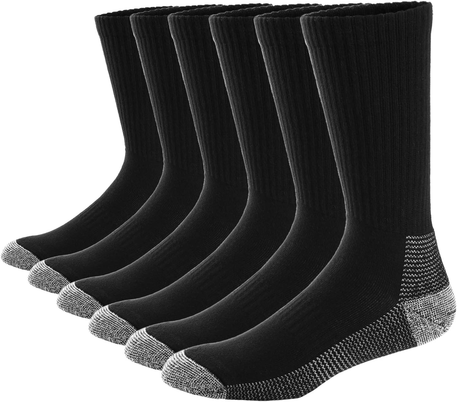 Ueither Men's 6 Packs Moisture Control Performance Cushion Crew Socks