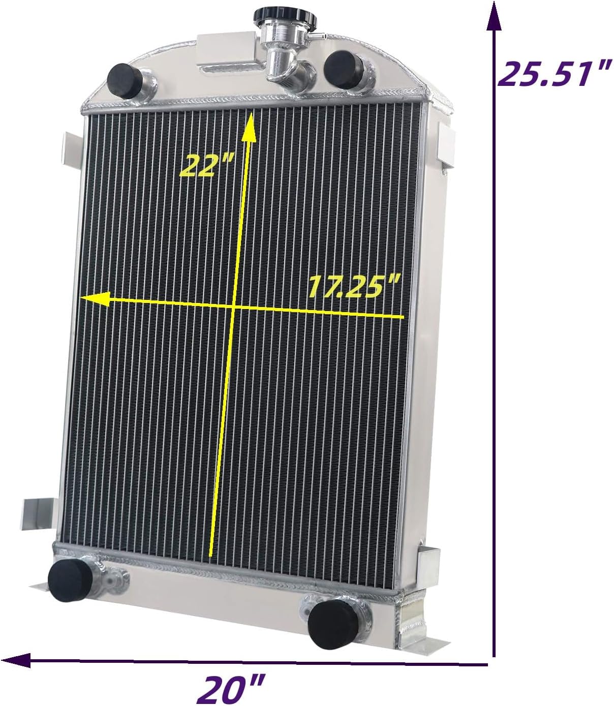 4 Row All Aluminum Radiator Compatible With Ford Hot Rod Stock Height/Flat head V8 (4 row) 1932-1934 1939 1940