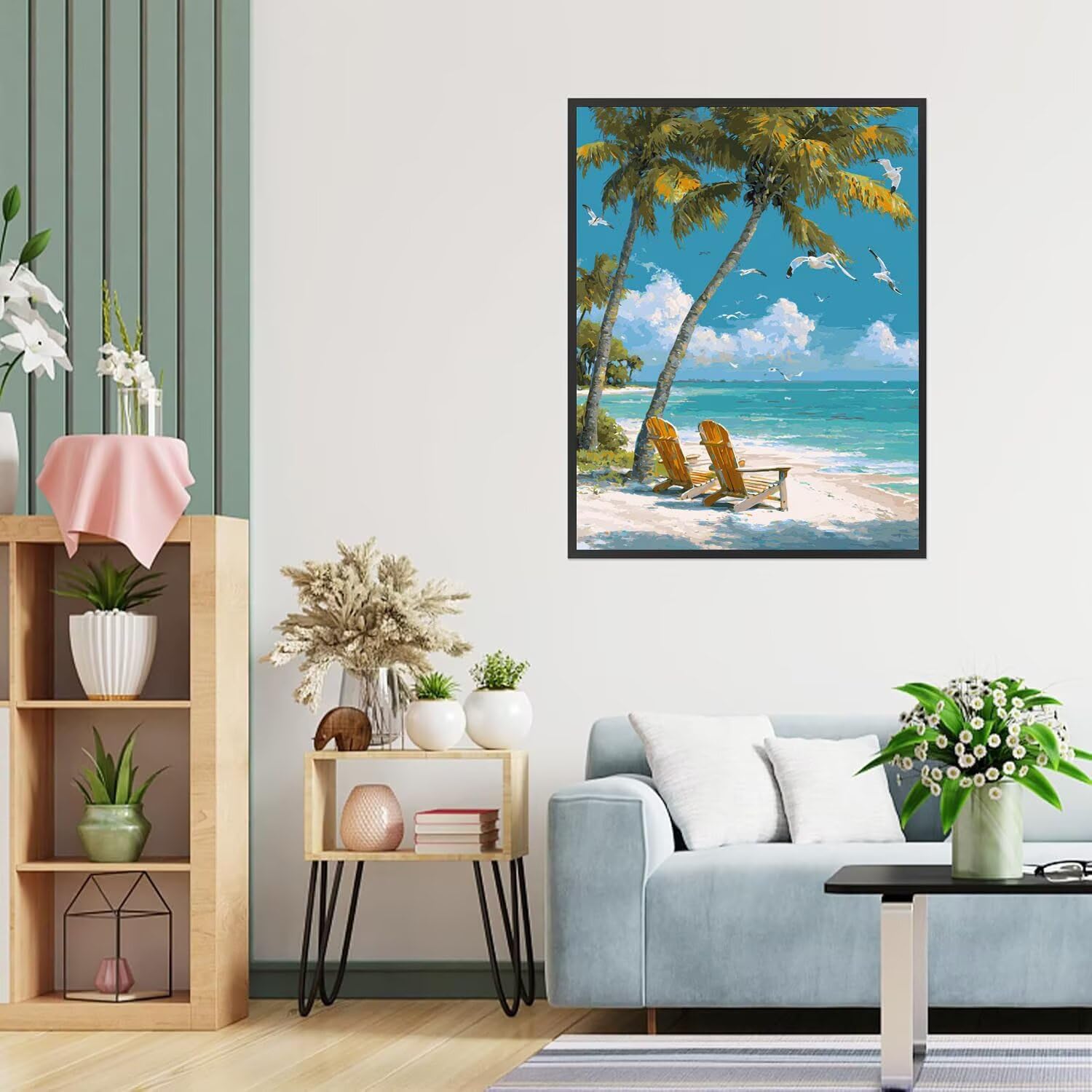 Dipingere con i Numeri Adulti spiaggia, sedie Dipingere con i Numeri Bambini DIY Kit, Set Premium con Pennelli, Decorazione Casa & Creativo Regalo, Attività di Tempo libero 90x120cm z-110