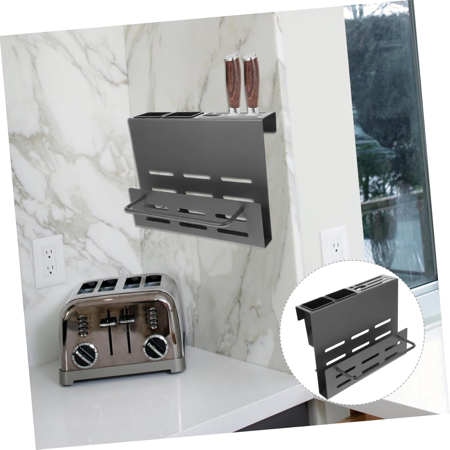 壁掛け式多機能カトラリーホルダー 砧板収納付き 再利用可能な箸