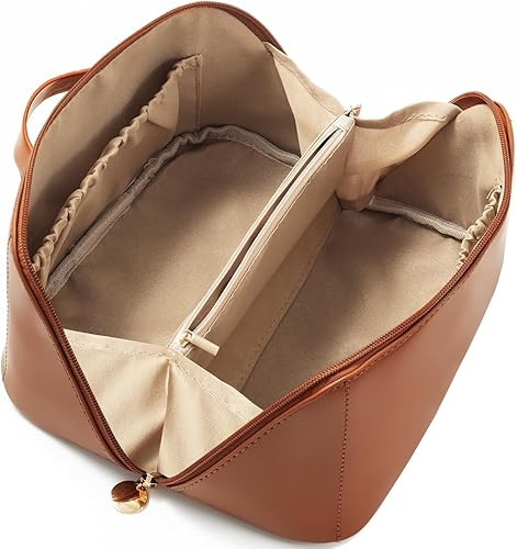 OXRQ Bolsa de maquillaje de viaje, bolsas de cosméticos de gran capacidad para mujer, de cuero portátil, impermeable, bolsa de maquillaje de viaje,