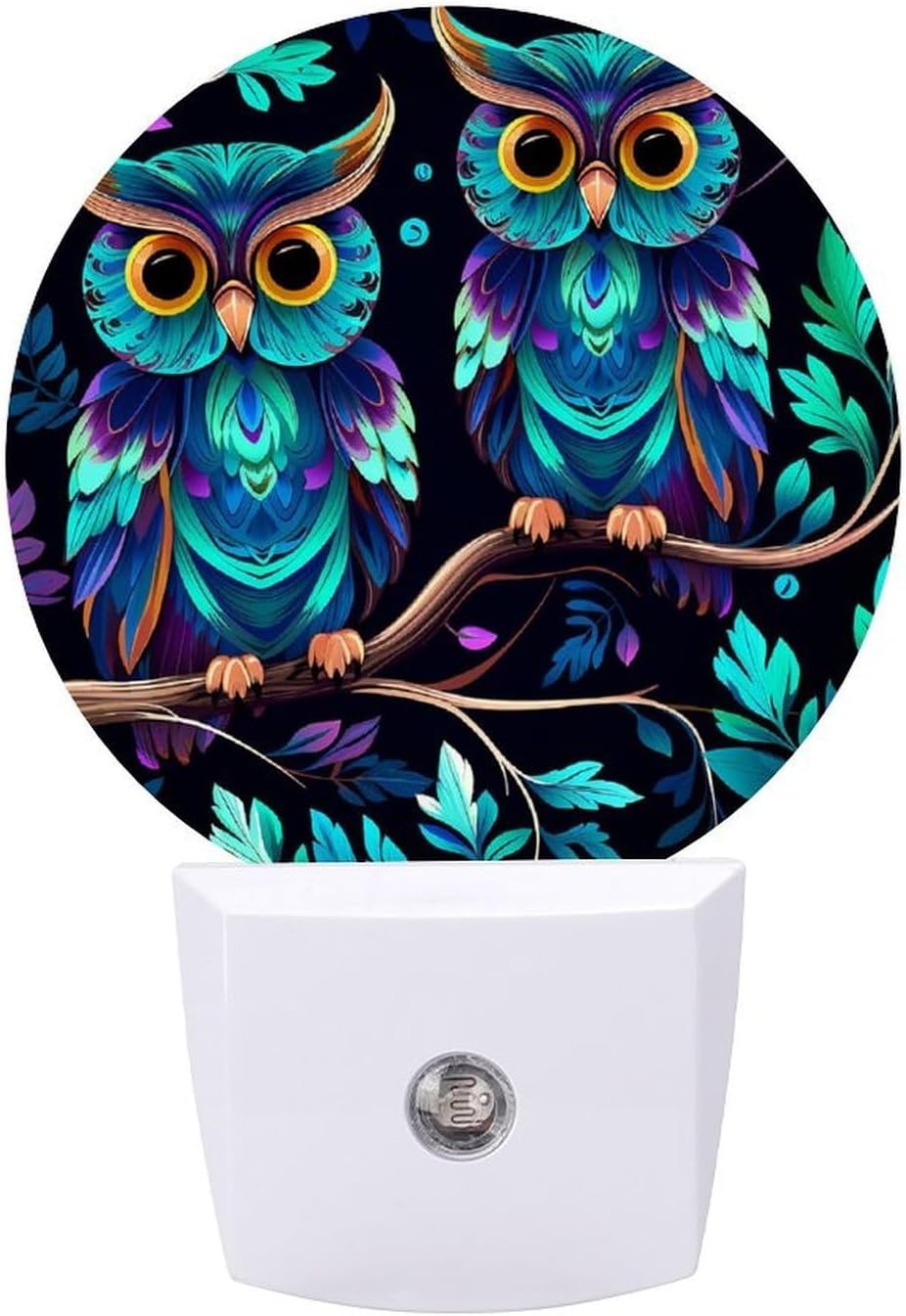 Purple and Green Owl Plug-in LED Nightlight Wall Night Light