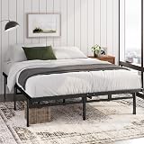 Zinus Justin Lit Double 140x190 cm avec Lattes en Métal - Cadre de Lit 2 Places en Acier Robuste - Rangement sous Le Lit - Montage Facile - Noir - 1