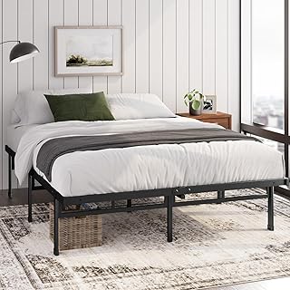 Zinus Justin - Cama de 140 x 190 cm, 36 cm de Altura con Almacenamiento bajo la Cama, Cama de Plataforma de Metal, Color Negro