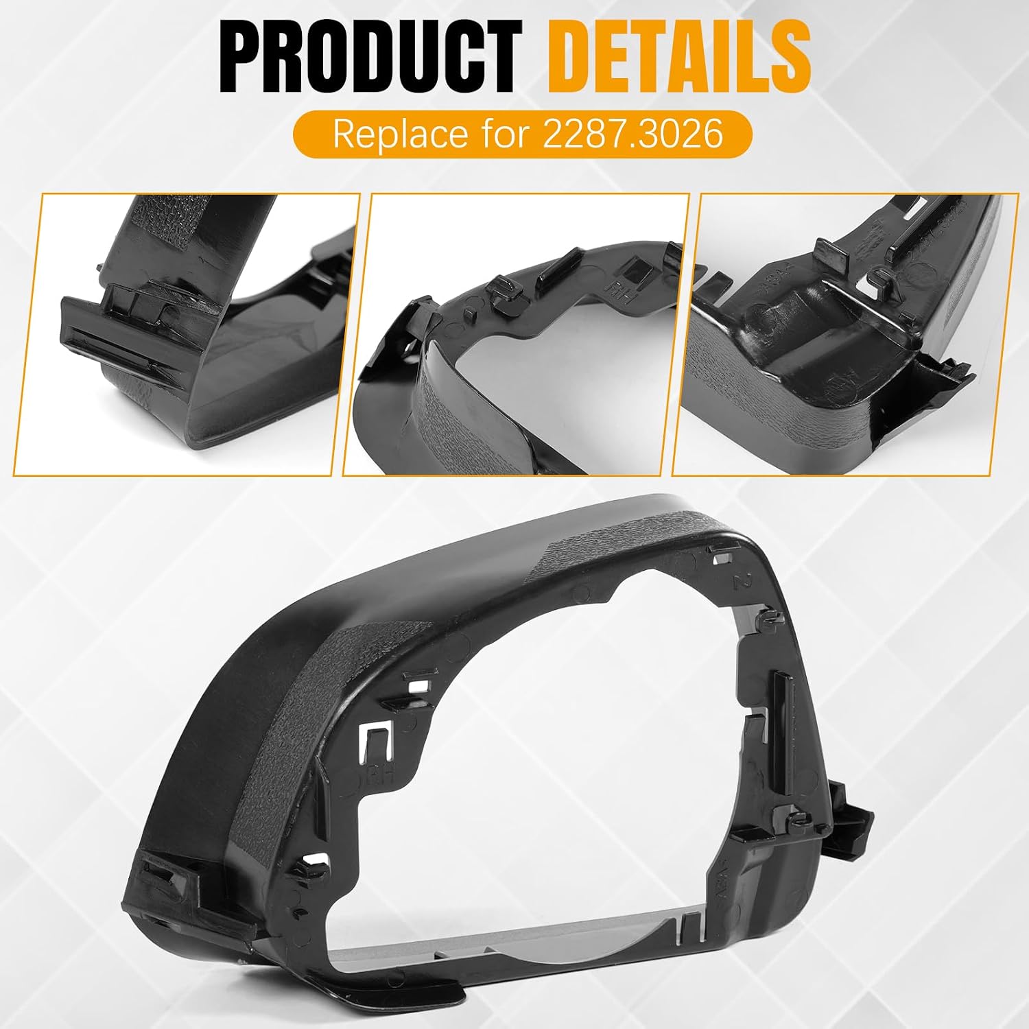 Right Mirror Cover Lower Holder & Frame Kit For Tesla Model 3 2017-2025 | Driver Side Rearview Mirror Bottom Cover & Housing Frame Replacement