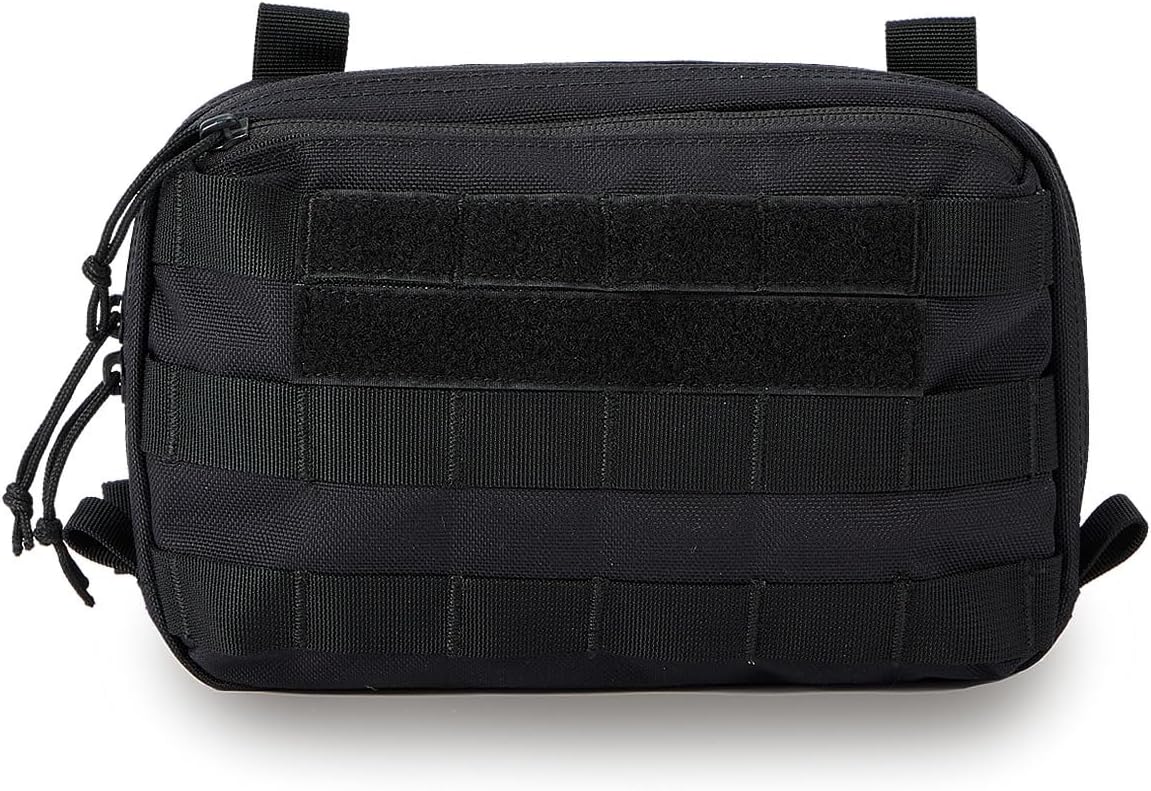 Black Tactical Molle EDC Pouch - Admin Pouch with Molle Attachments for Backpacks