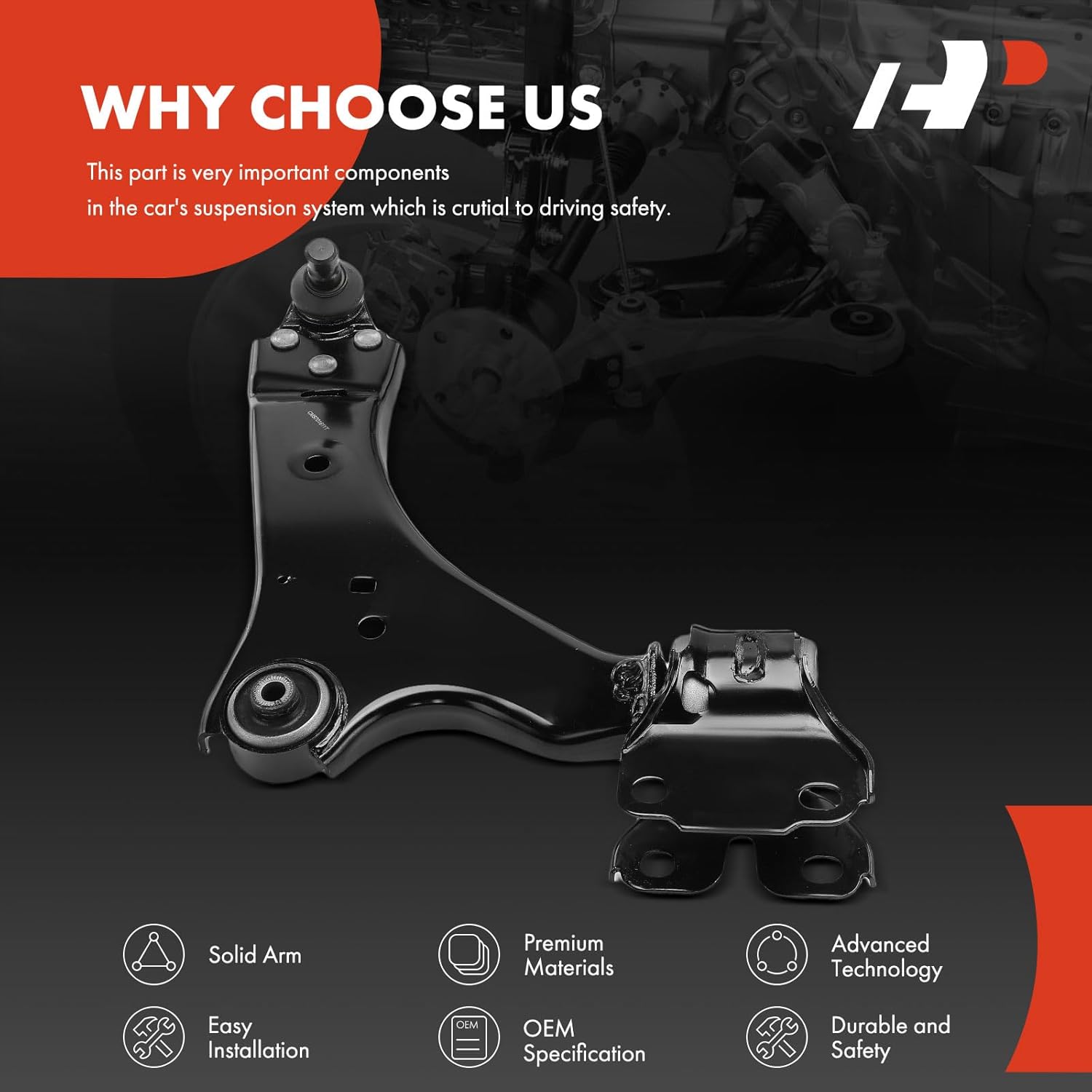 A-Premium Front Right Lower Control Arm, with Ball Joint & Bushing, Compatible with Volvo XC60 2010-2017