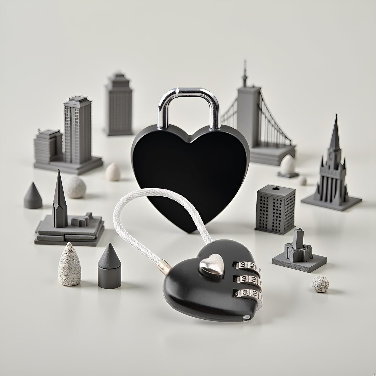Black Heart Shape Code Lock Compact Mini Size with 3 Digit Code Combination for Luggage, Backpack, Jewelry Box, Hall Locker Combination Padlocks