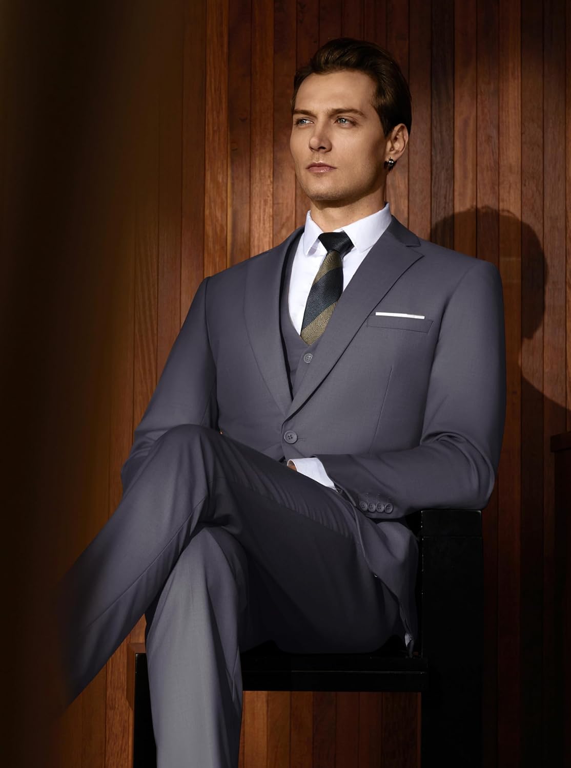 WULFUL Men’s Slim Fit Suit One Button 3-Piece Blazer Dress Business Wedding... - Picture 89 of 257