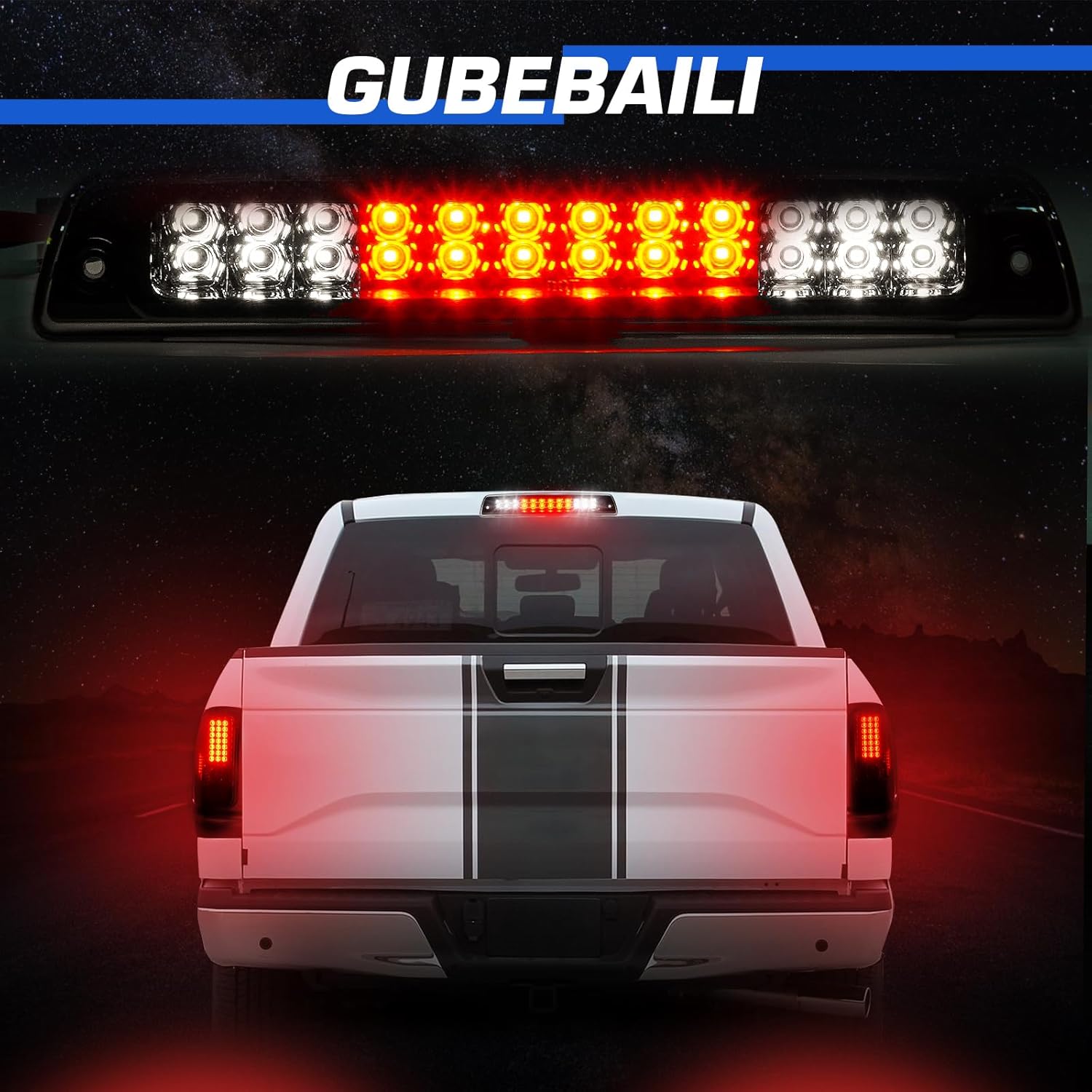 LED Tail Light + 3rd Brake Light Kit for Dodge Ram 1500 1994-2001, for Dodge Ram 2500 3500 1994-2002, Rear Brake Cargo Lamp Taillight Assembly, Black Housing Smoke Lens