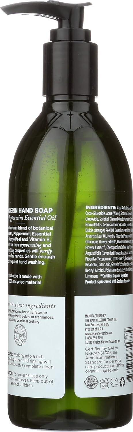 Avalon Organics Glycerin Hand Soap Peppermint 355 Ml - Image 3