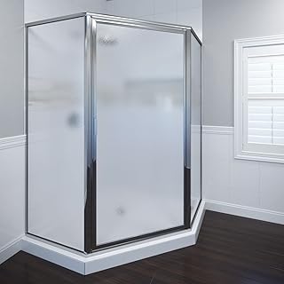 Deluxe Neo Angle Shower Door, Obscure Glass, Chrome Finish 17.5 x 22.63 x 17.5 inches, Silver
