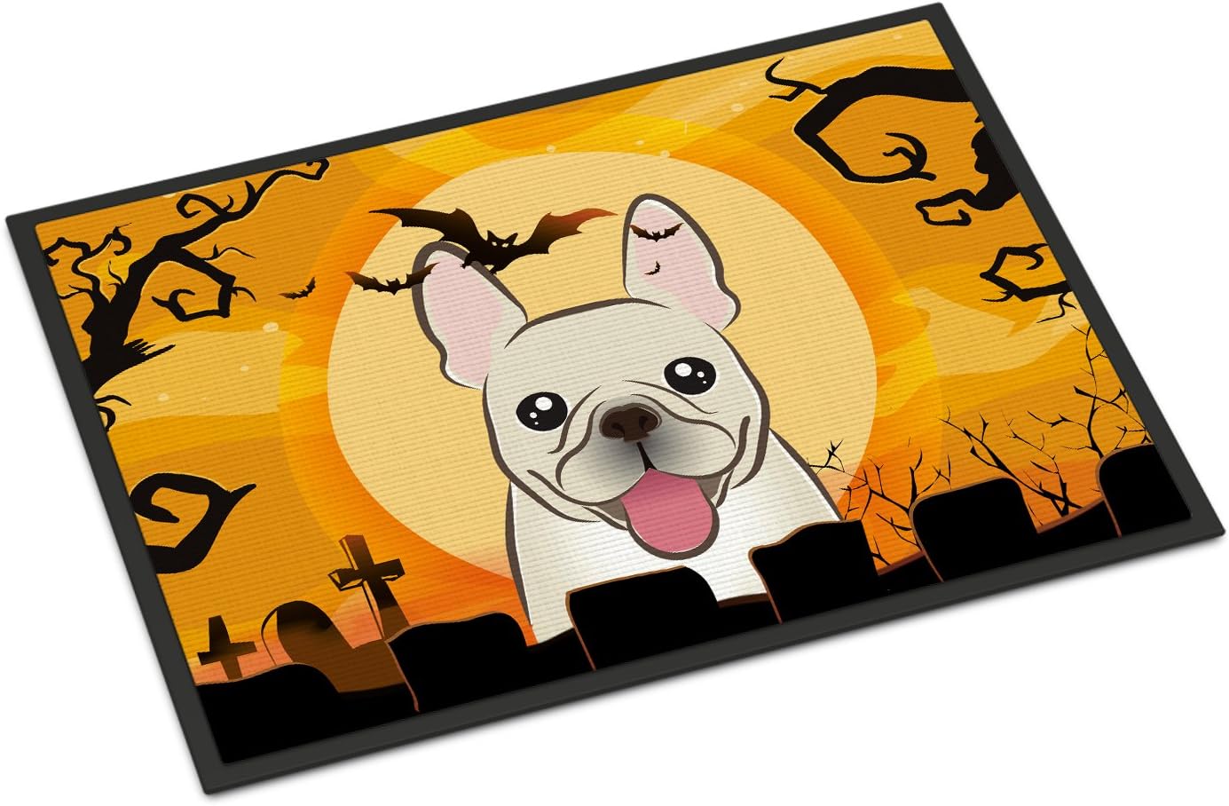 Caroline's Treasures BB1796MAT Halloween French Bulldog Doormat 18x27 Front Door Mat Indoor Outdoor Rugs for Entryway, Non Slip Washable Low Pile, 18H X 27W