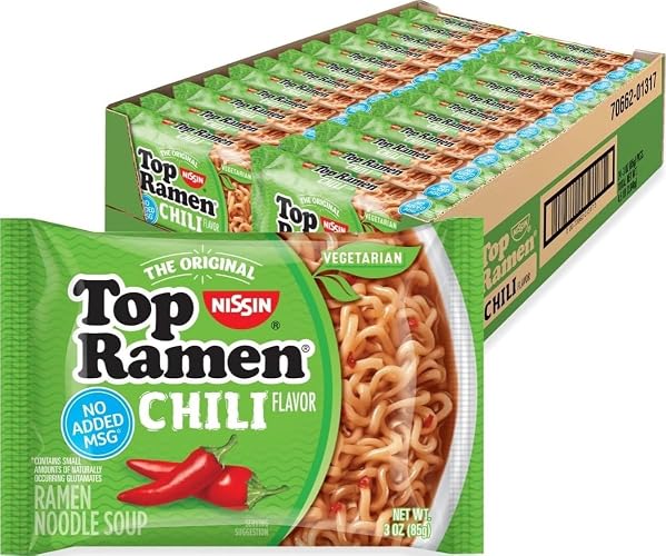 Nissin Top Ramen Noodle Soup, Chili, 3 Ounce (Pack of 24) - Chili - 3 Ounce (Pack of 24)