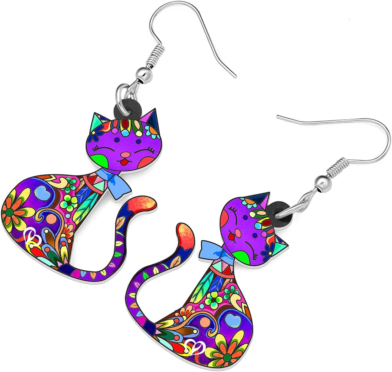 Bonsny Acrylic Long Drop Dangle Cat Earrings "CAYLEIGH Statement Pop-Art Kitten Gift Women image 3