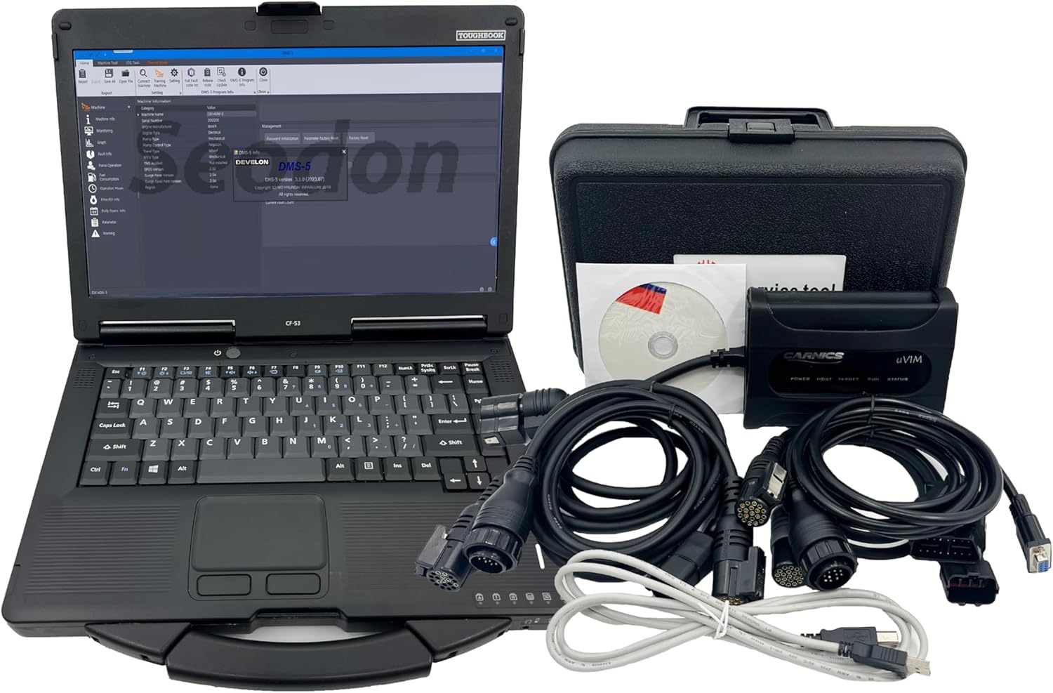 uVIM Diesel Engines for DOOSAN Diagnostic KIT (uVIM) for Doosan Forklift Excavator Loader Toolcat Truck Diagnostic Tool (with 6pin Cable and Laptop(CF53))
