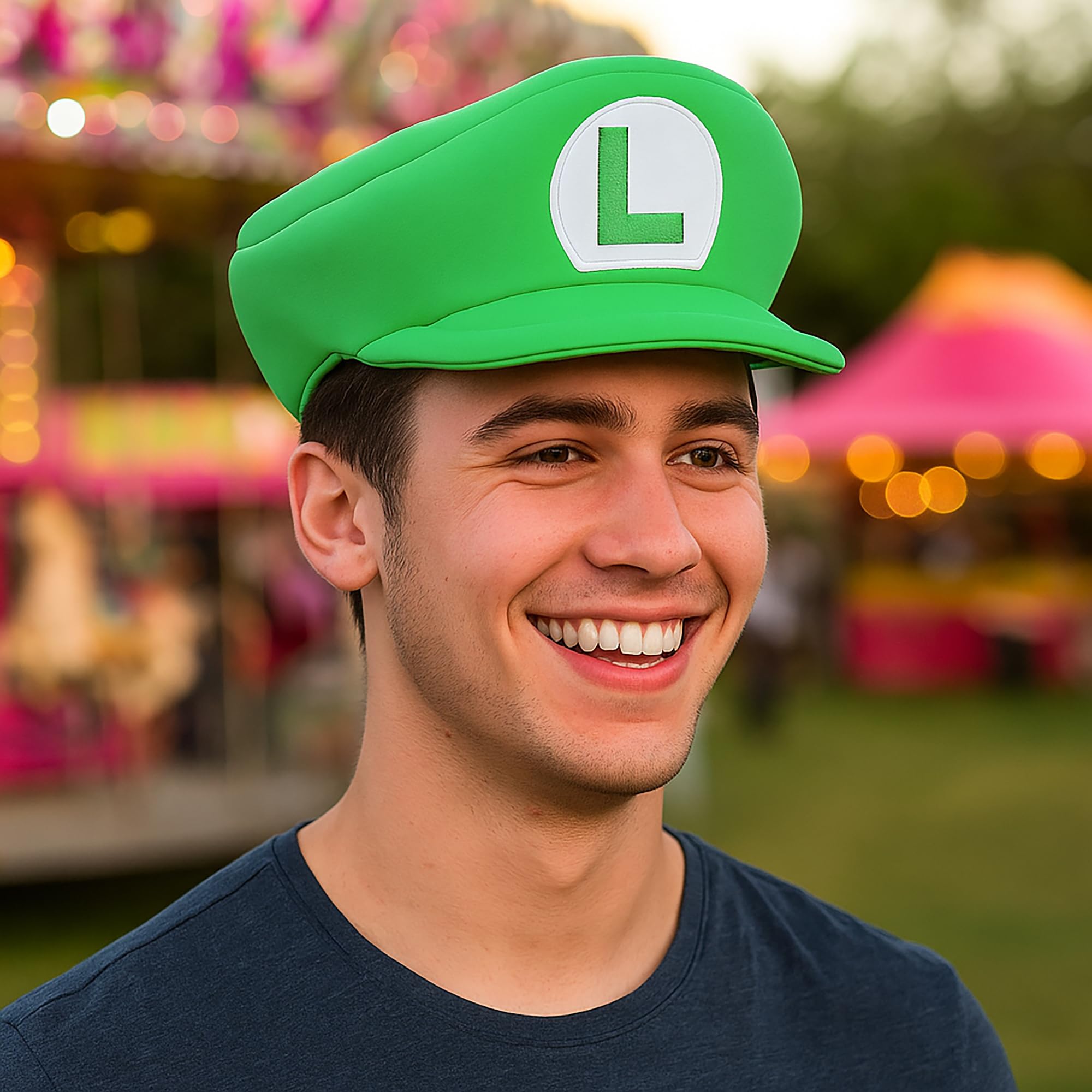 Super Mario Bros - Gorra de boina verde bordada Luigi L para adulto, Verde