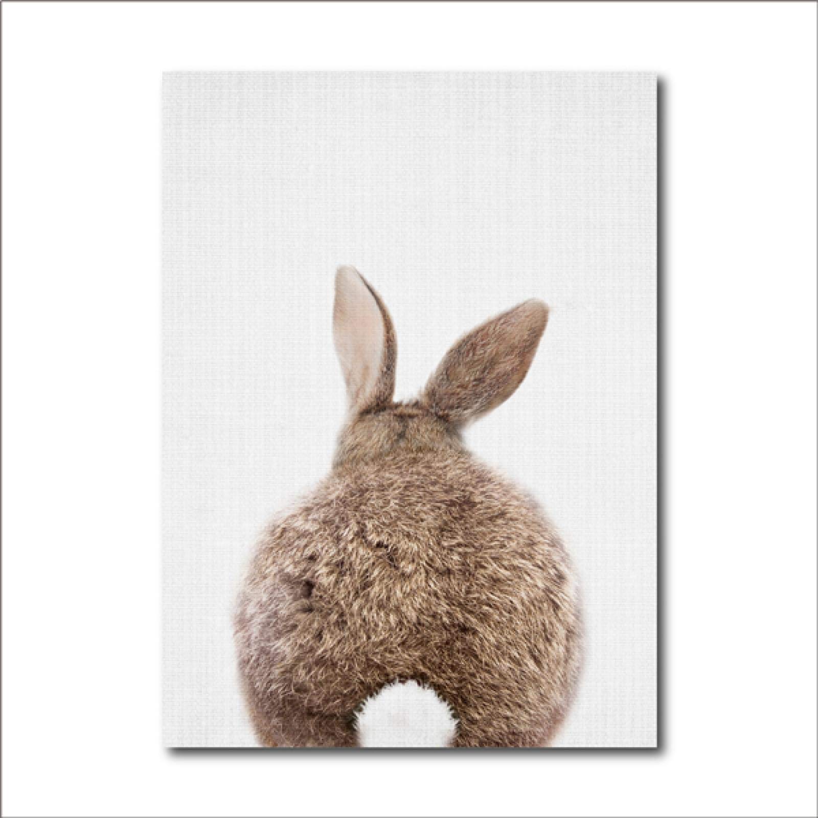 Conejito Conejo Cola Lienzo Pintura guardería Pared Arte Animal Cartel impresión nórdico Bosque Imagen para bebé niños habitación decoración 60x90cm (24x35in) x2 sin Marco