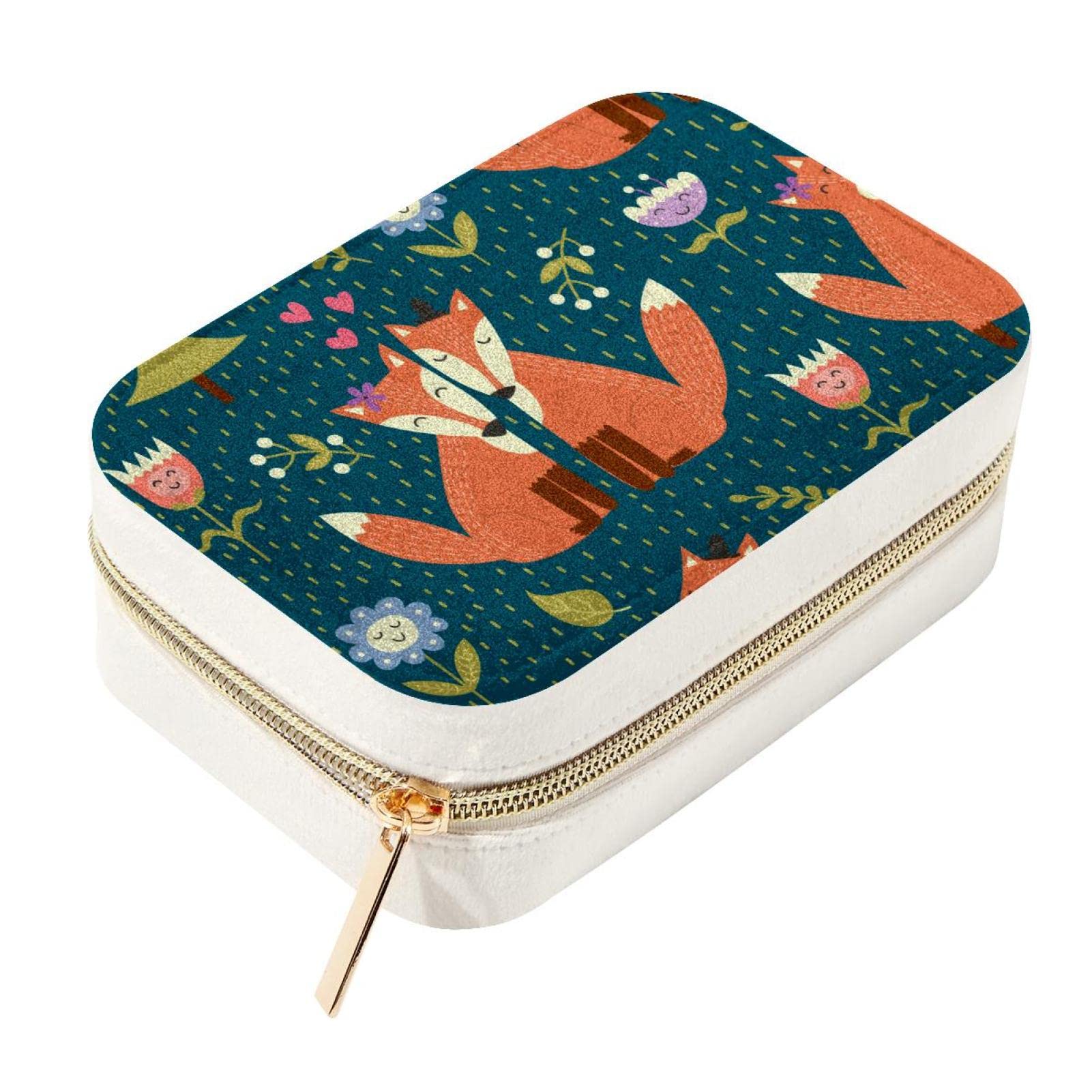 Boîte à bijoux de voyage renard idéale pour organiser vos bracelets et boucles d'oreilles en vacances