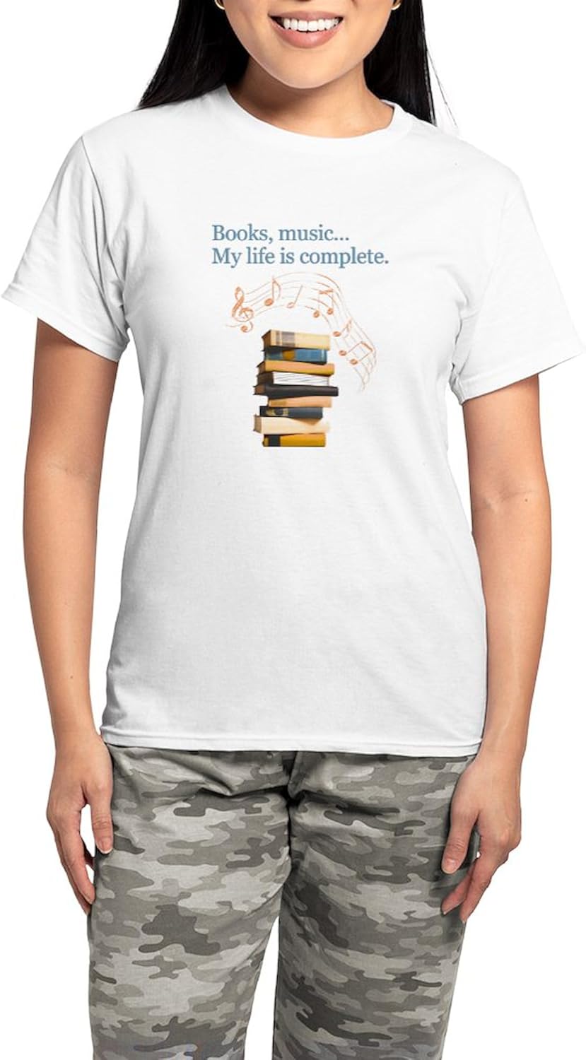 CafePress Books and Music Pajamas Women's Novelty Cotton Pajama Set, Comfortable PJ Sleepwear