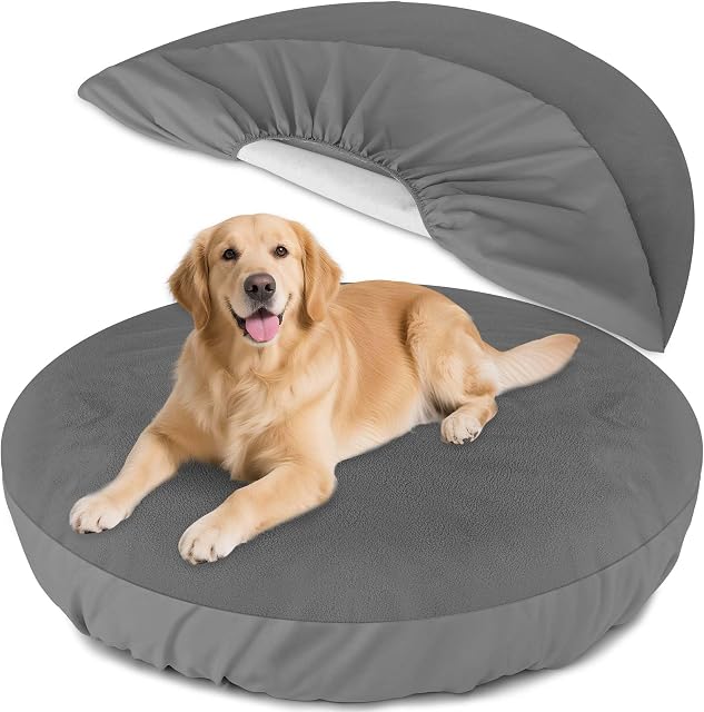 Dog Bed Covers Replacement Washable Waterproof Round Bed Protector Gray 45 Inch