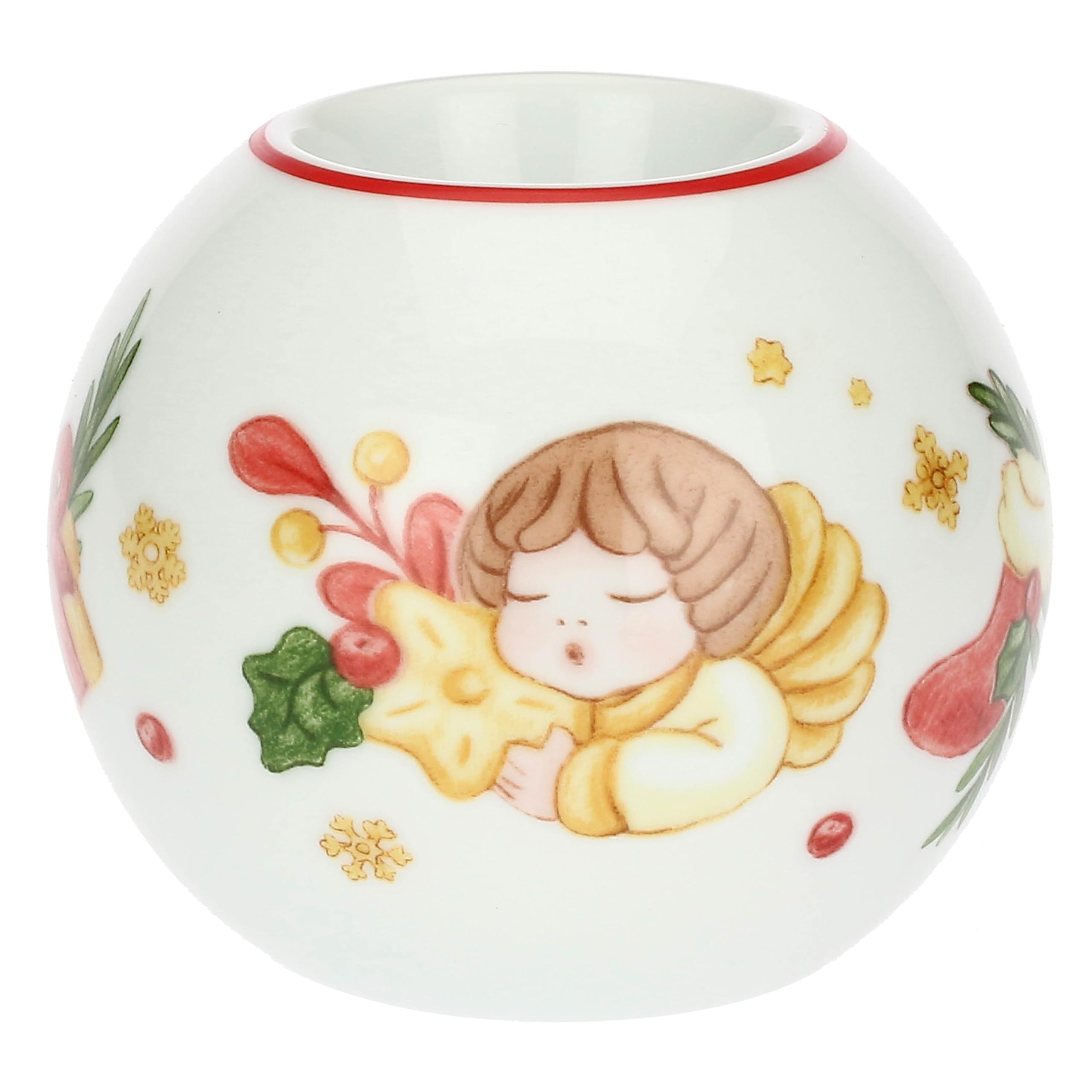 THUN, Porcelain Christmas Bauble Tea Light Holder Christmas Surprises Collection Collectible Tea Holder Idea 10 x 8.6 cm