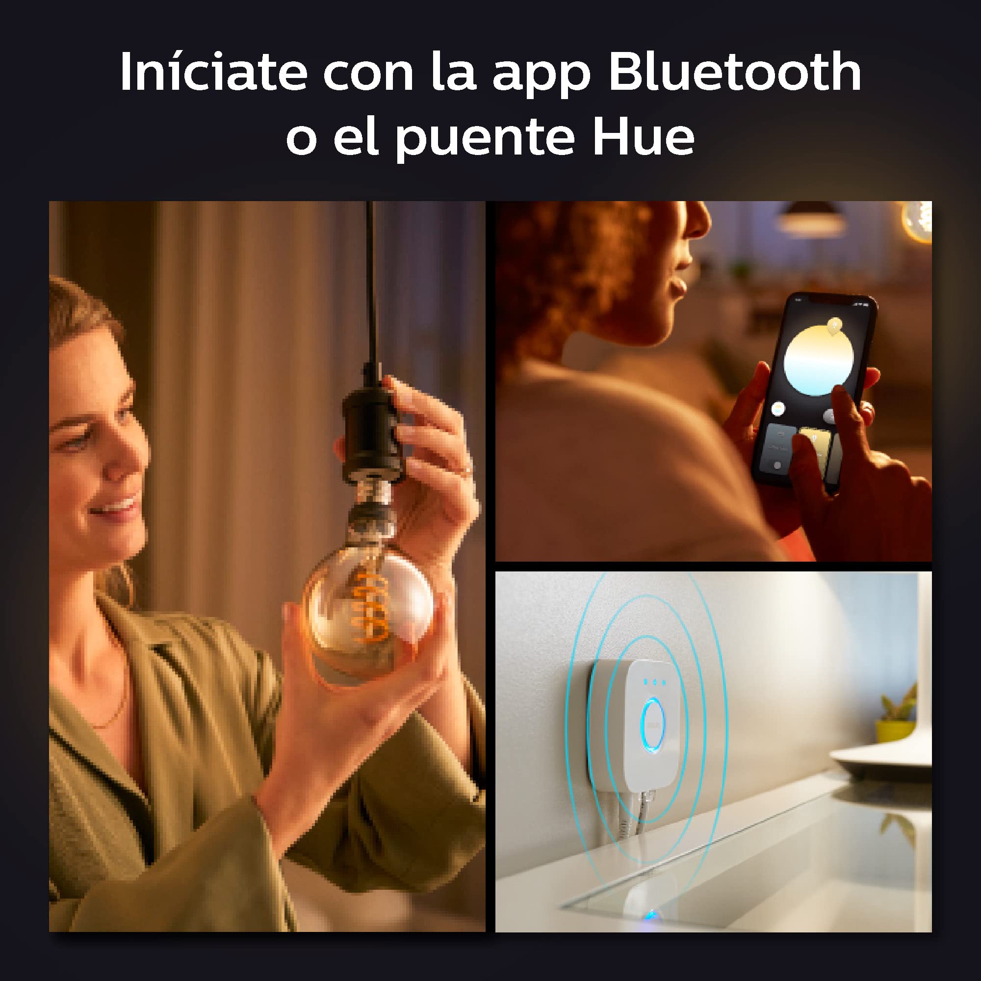 Philips Hue White E27 Filament G93 580lm, warmweißes Licht, dimmbar, steuerbar via App, kompatibel mit Amazon Alexa (Echo, Echo Dot) (Packung mit 2)