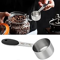 Vista 5 de Cuchara de café de 18 taza de 1.0 fl oz, taza medidora de café de acero inoxidable, cucharada de medición con mango cómodo, para café en grano
