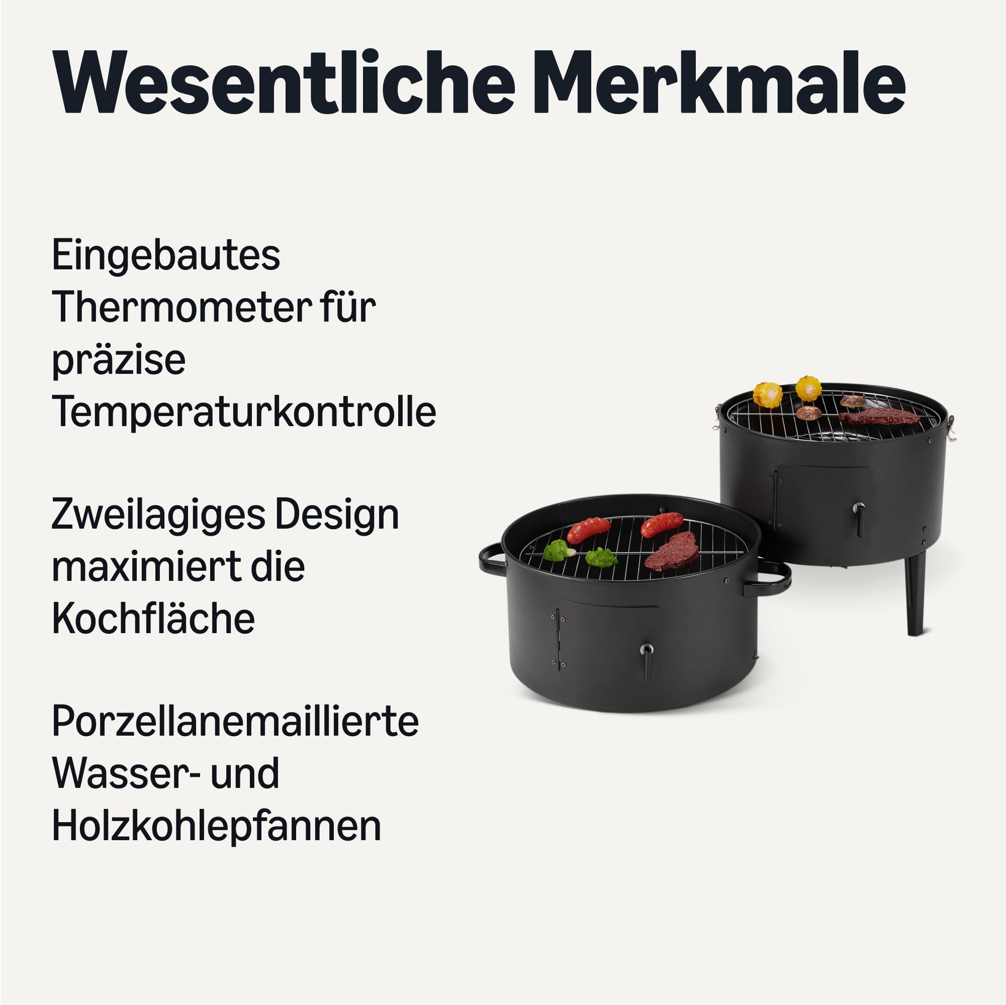 Amazon Basics Outdoor-Smoker, 1 Stück, 40.6 cm, Schwarz